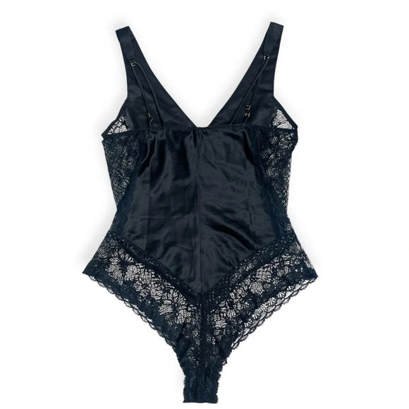 Rya Collection luxury black satin and lace bodysuit - Picture 2 of 7